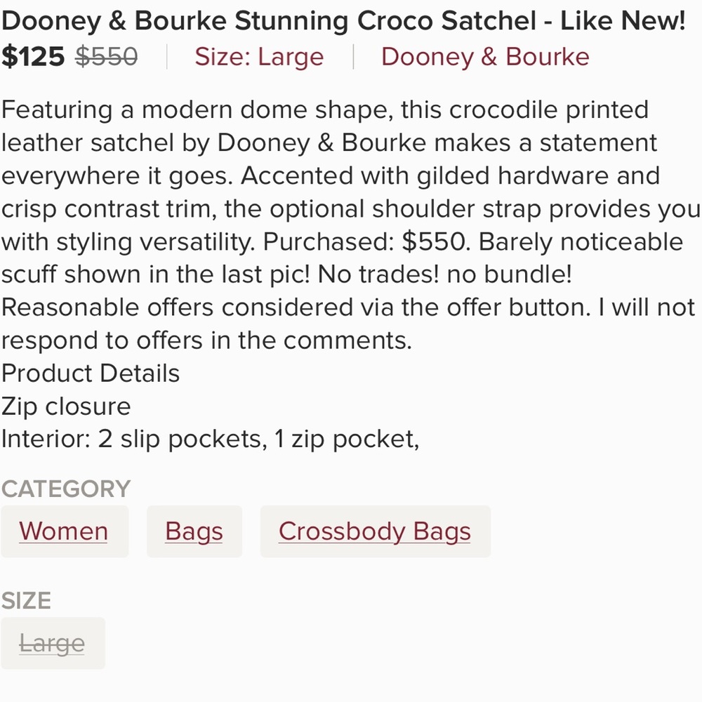 Dooney & Bourke Stunning Croco Satchel - Like New! - Picture 6 of 7